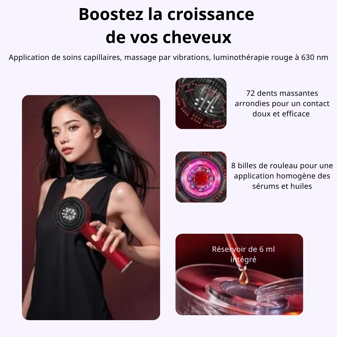 XeonaBrush - Brosse de Massage Électrique avec Lumière Rouge